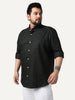 Plus Men's Dark Green Cotton Full Sleeve Regular Fit Solid Oxford Shirt With Button-Down Collar
