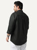 Plus Men's Dark Green Cotton Full Sleeve Regular Fit Solid Oxford Shirt With Button-Down Collar