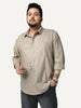 Plus Men's Khaki Cotton Full Sleeve Regular Fit Solid Oxford Shirt With Button-Down Collar