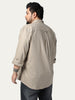 Plus Men's Khaki Cotton Full Sleeve Regular Fit Solid Oxford Shirt With Button-Down Collar