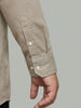 Plus Men's Khaki Cotton Full Sleeve Regular Fit Solid Oxford Shirt With Button-Down Collar