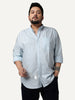 Plus Men's Light Blue Cotton Full Sleeve Regular Fit Solid Oxford Shirt With Button-Down Collar
