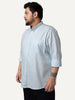 Plus Men's Light Blue Cotton Full Sleeve Regular Fit Solid Oxford Shirt With Button-Down Collar