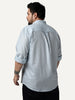 Plus Men's Light Blue Cotton Full Sleeve Regular Fit Solid Oxford Shirt With Button-Down Collar