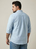 Plus Men's Light Blue Cotton Full Sleeve Regular Fit Solid Oxford Shirt With Button-Down Collar