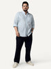 Plus Men's Light Blue Cotton Full Sleeve Regular Fit Solid Oxford Shirt With Button-Down Collar