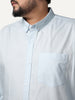 Plus Men's Light Blue Cotton Full Sleeve Regular Fit Solid Oxford Shirt With Button-Down Collar