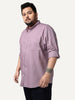 Plus Men's Lilac Cotton Full Sleeve Regular Fit Solid Oxford Shirt With Button-Down Collar