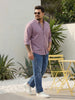 Plus Men's Lilac Cotton Full Sleeve Regular Fit Solid Oxford Shirt With Button-Down Collar
