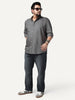Plus Men's Grey Cotton Full Sleeve Regular Fit Solid Oxford Shirt With Button-Down Collar