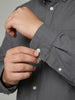 Plus Men's Grey Cotton Full Sleeve Regular Fit Solid Oxford Shirt With Button-Down Collar