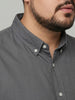 Plus Men's Grey Cotton Full Sleeve Regular Fit Solid Oxford Shirt With Button-Down Collar