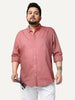 Plus Men's Peach Cotton Full Sleeve Regular Fit Solid Oxford Shirt With Button-Down Collar