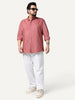 Plus Men's Peach Cotton Full Sleeve Regular Fit Solid Oxford Shirt With Button-Down Collar
