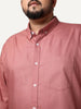 Plus Men's Peach Cotton Full Sleeve Regular Fit Solid Oxford Shirt With Button-Down Collar