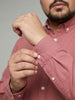 Plus Men's Peach Cotton Full Sleeve Regular Fit Solid Oxford Shirt With Button-Down Collar