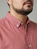 Plus Men's Peach Cotton Full Sleeve Regular Fit Solid Oxford Shirt With Button-Down Collar