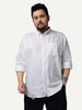Plus Men's White Cotton Full Sleeve Regular Fit Solid Oxford Shirt With Button-Down Collar
