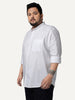 Plus Men's White Cotton Full Sleeve Regular Fit Solid Oxford Shirt With Button-Down Collar