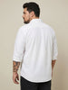 Plus Men's White Cotton Full Sleeve Regular Fit Solid Oxford Shirt With Button-Down Collar