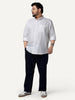 Plus Men's White Cotton Full Sleeve Regular Fit Solid Oxford Shirt With Button-Down Collar