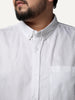 Plus Men's White Cotton Full Sleeve Regular Fit Solid Oxford Shirt With Button-Down Collar