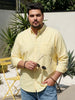 Plus Men's Yellow Cotton Full Sleeve Regular Fit Solid Oxford Shirt With Button-Down Collar