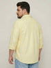 Plus Men's Yellow Cotton Full Sleeve Regular Fit Solid Oxford Shirt With Button-Down Collar
