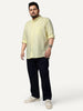 Plus Men's Yellow Cotton Full Sleeve Regular Fit Solid Oxford Shirt With Button-Down Collar