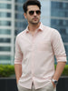 Plus Men's Baby Pink Cotton Full Sleeve Regular Fit Casual Solid Shirt