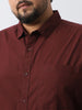 Plus Men's Maroon Cotton Full Sleeve Regular Fit Casual Solid Shirt