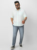 Plus Men's Pastel Blue Cotton Full Sleeve Regular Fit Casual Solid Shirt