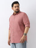 Plus Men's Dusty Pink Cotton Full Sleeve Regular Fit Casual Solid Shirt