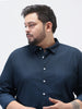 Plus Men's Navy Cotton Full Sleeve Regular Fit Casual Solid Shirt
