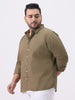 Plus Men's Olive Cotton Full Sleeve Regular Fit Casual Solid Shirt