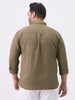 Plus Men's Olive Cotton Full Sleeve Regular Fit Casual Solid Shirt