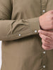 Plus Men's Olive Cotton Full Sleeve Regular Fit Casual Solid Shirt