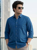Plus Men's Royal Blue Cotton Full Sleeve Regular Fit Casual Solid Shirt