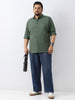 Plus Men's Sage Green Cotton Full Sleeve Regular Fit Casual Solid Shirt