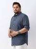 Plus Men's Slate Blue Cotton Full Sleeve Regular Fit Casual Solid Shirt