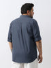 Plus Men's Slate Blue Cotton Full Sleeve Regular Fit Casual Solid Shirt