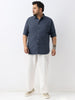 Plus Men's Slate Blue Cotton Full Sleeve Regular Fit Casual Solid Shirt