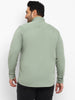 Plus Men's Green Cotton Full Sleeve Regular Fit Casual Solid Shirt with Mandarin Collar