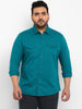 Plus Men's Green Cotton Full Sleeve Regular Fit Casual Solid Shirt