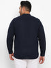 Plus Men's Navy Blue Cotton Full Sleeve Regular Fit Casual Solid Shirt