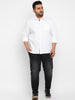 Plus Men's White Cotton Full Sleeve Regular Fit Casual Solid Shirt