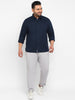 Plus Men's Navy Blue Cotton Full Sleeve Regular Fit Casual Solid Shirt