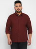 Plus Men's Maroon Cotton Full Sleeve Regular Fit Casual Solid Shirt