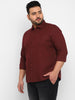 Plus Men's Maroon Cotton Full Sleeve Regular Fit Casual Solid Shirt