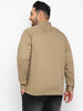 Plus Men's Khaki Cotton Full Sleeve Regular Fit Casual Solid Shirt